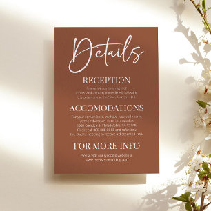 Minimal Elegant Modern Brown Boho Wedding Details Enclosure Card
