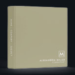 Minimal Elegant Monogram Sage Green Binder<br><div class="desc">Minimalist Monogram Medallion Elegant Typography Initial Name Title White Custom Text Sage Green Home Office Work School Recipe 3 ring binder</div>