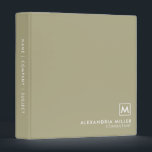 Minimal Elegant Monogram Sage Green Binder<br><div class="desc">Minimalist Monogram Medallion Elegant Typography Initial Name Title White Custom Text Sage Green Home Office Work School Recipe 3 ring binder</div>