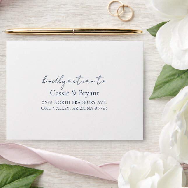 Minimal Elegant Navy Blue Return Invitation Envelope (Wedding)