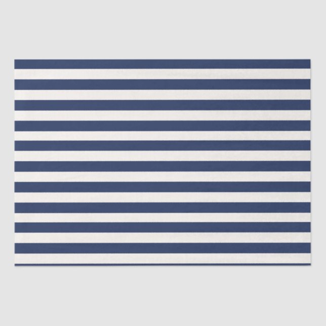 Minimal Elegant Navy Blue White Stripes Tissue Paper (Front)