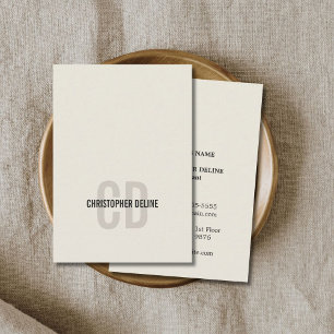 Minimal Elegant Old White Monogram Consultant Business Card
