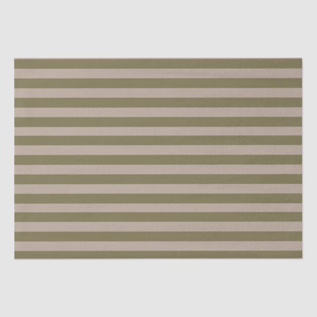 Minimal Elegant Olive Green Beige Stripes Tissue Paper (Front)