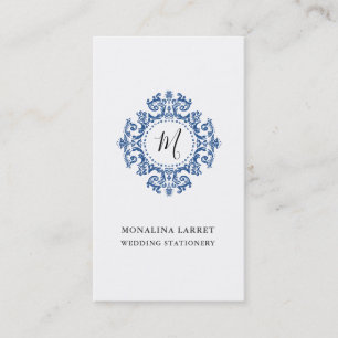 Minimal Elegant Ornamental Frame Monogram  Business Card