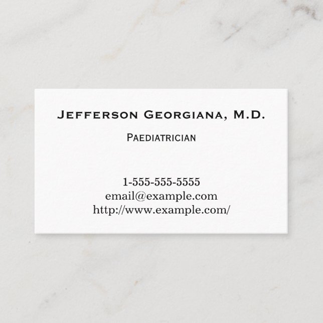 Minimal & Elegant Paediatrician Business Card (Front)
