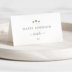 Minimal Elegant Palm Tree Wedding Place Cards