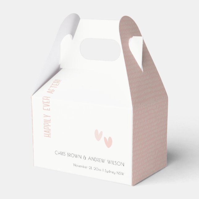 Minimal Elegant Pastel Dusky Pink Hearts Wedding Favor Box (Front Side)