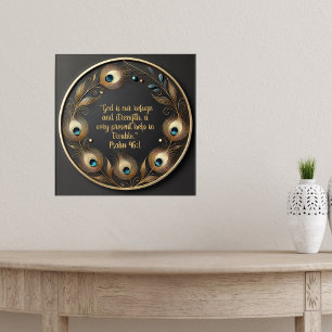 Minimal Elegant Peacock Feathers Bible Verse  Poster