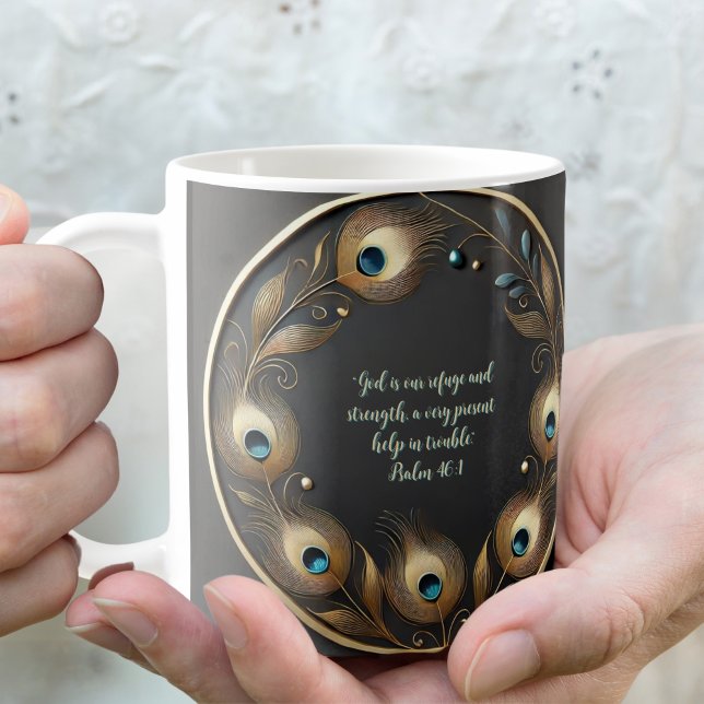 Minimal Elegant Peacock Feathers Customizable Coffee Mug (Creator Uploaded)