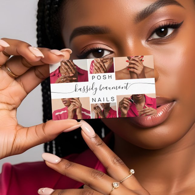 Minimal Elegant Photo Collage Calligraphy QR Code Business Card (Minimal Elegant Photo Collage Calligraphy QR Code Business Card)