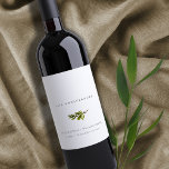 Minimal Elegant Pine Branch Any Year Anniversary Wine Label<br><div class="desc">For any further customisation or any other matching items,  please feel free to contact me at yellowfebstudio@gmail.com</div>