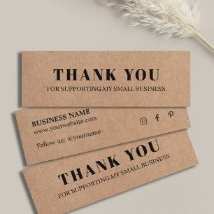 Minimal Elegant Printed Cardboard White Thank You  Mini Business Card