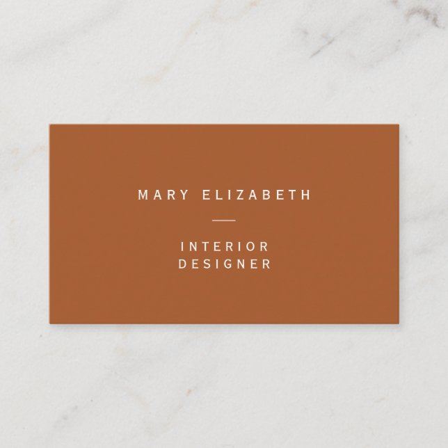 Minimal Elegant QR Code Burnt Orange Business Card (Front)