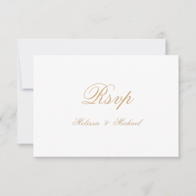 Minimal Elegant Romantic Script Wedding RSVP Card (Front)