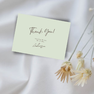 Minimal Elegant Sage Green Handwritten Wedding Thank You Card