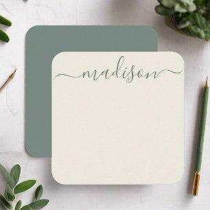 Minimal Elegant Sage Green Typography Script Card