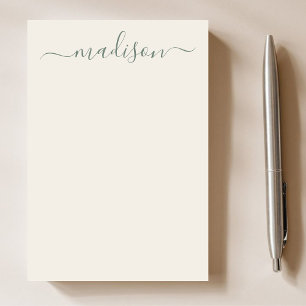 Minimal Elegant Sage Green Typography Script Name Post-it Notes