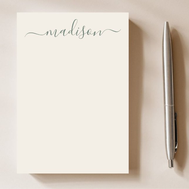 Minimal Elegant Sage Green Typography Script Name Post-it Notes (Creator Uploaded)