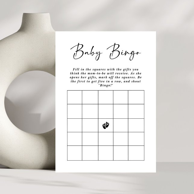 Minimal Elegant Script Baby Bingo Baby Shower Game Invitation (Creator Uploaded)