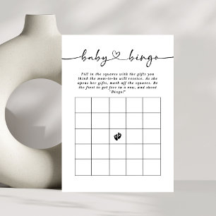 Minimal Elegant Script Baby Bingo Baby Shower Game Invitation