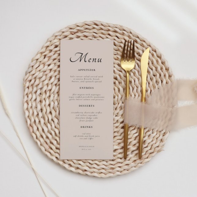 Minimal Elegant Script Dusty Pink Wedding Menu (Creator Uploaded)
