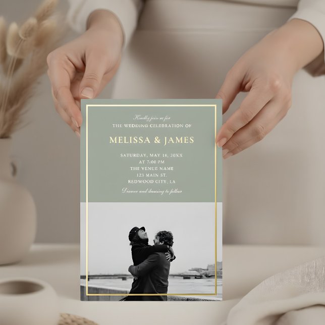 Minimal Elegant Script Photo Sage Green Wedding (Creator Uploaded)