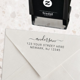 Minimal Elegant Script Return Address Self-inking Stamp