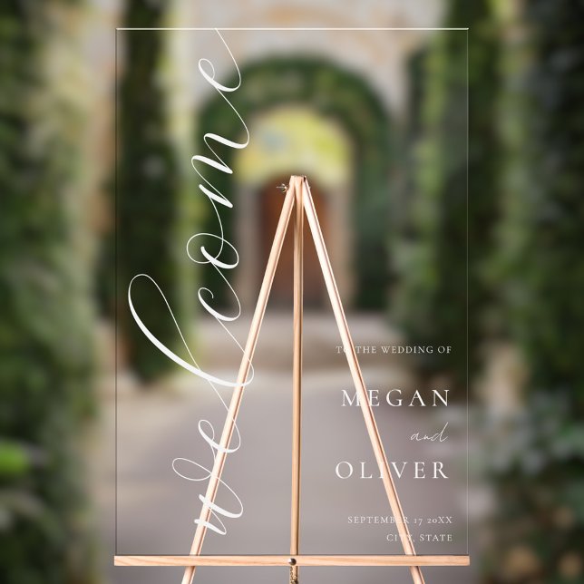 Minimal Elegant Script Transparent Wedding Welcome Acrylic Sign (Creator Uploaded)