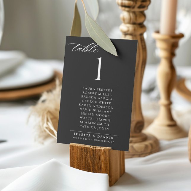 Minimal Elegant Script Wedding Table Seating Card (Creator Uploaded)