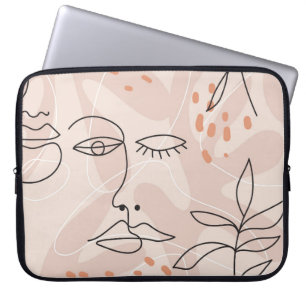 Minimal elegant seamless pattern with one line dra laptop sleeve