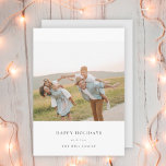 Minimal Elegant Simple | Christmas Family Photo Holiday Card<br><div class="desc">A stylish minimal photo holiday card with classic typography "Happy Holidays" in black on a clean simple minimalist white background and a soft dove grey feature colour on the reverse. The photo, holiday greeting and name can be easily customized for a personal touch. A simple, minimalist and contemporary christmas design...</div>