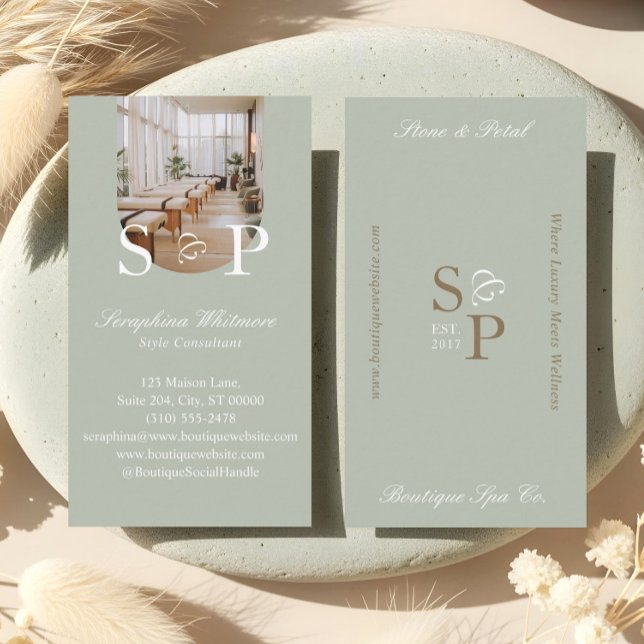 Minimal Elegant Simple Monogram Stylish Arch Photo Business Card (Creator Uploaded)