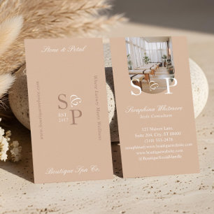 Minimal Elegant Simple Monogram Stylish Arch Photo Business Card