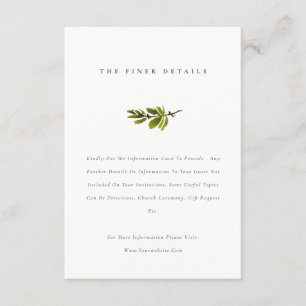 Minimal Elegant Simple Pine Branch Wedding Detail Enclosure Card