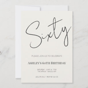 Minimal Elegant Sixty 60th Birthday Celebration Invitation