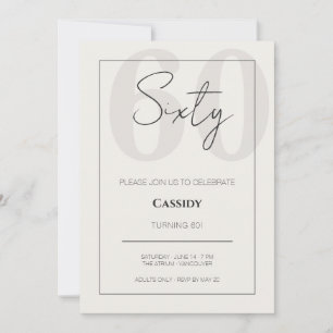 Minimal Elegant Sixty 60th Birthday Celebration Invitation