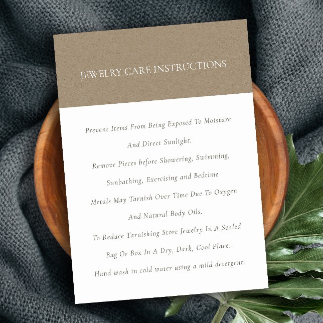 Minimal Elegant Soft Kraft Ivory Jewellery Care Business Card (Creator Uploaded)