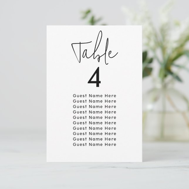 Minimal Elegant Table Guest Names Seat Chart Chic (Standing Front)