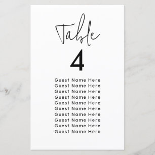 Minimal Elegant Table Guest Names Seat Chart Chic