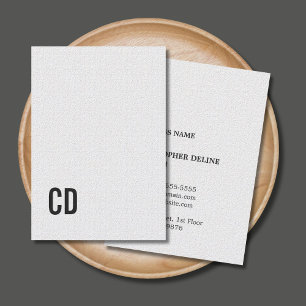 Minimal Elegant Texture White Monogram Consultant Business Card