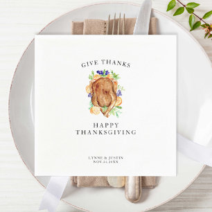 Minimal Elegant Thanksgiving Dinner Give Thanks Napkin
