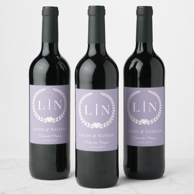 Minimal Elegant Typography Monogram Initials Wine Label (Bottles)
