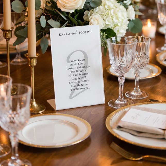 Minimal Elegant Wedding Guest List Table Number 2 Pedestal Sign (Creator Uploaded)