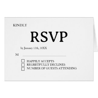 Minimal Elegant Wedding RSVP Card,