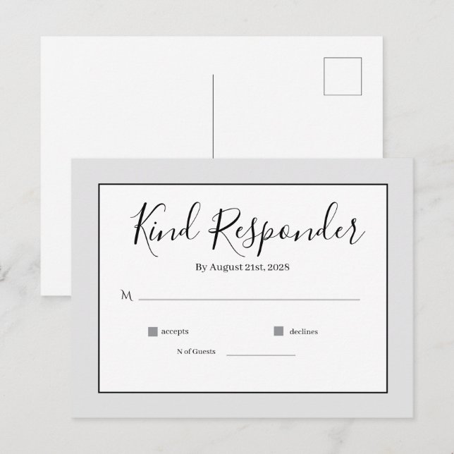 Minimal Elegant Wedding RSVP Postcard (Front/Back)
