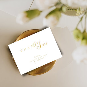 Minimal Elegant White and Gold Typography Wedding Thank You Card