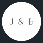 Minimal Elegant White Art Deco Wedding Monogrammed Classic Round Sticker<br><div class="desc">Personalized Minimalist Elegant Art Deco Wedding Monogrammed Sticker in Black Typography on White Background</div>