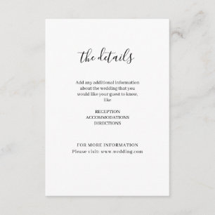 Minimal Elegant White Classic Wedding Enclosure Card