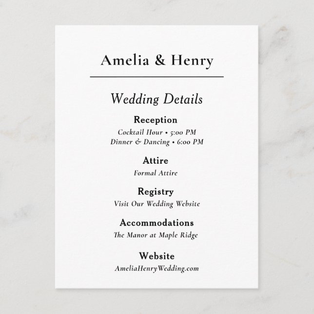 Minimal Elegant White Details Card (Front)