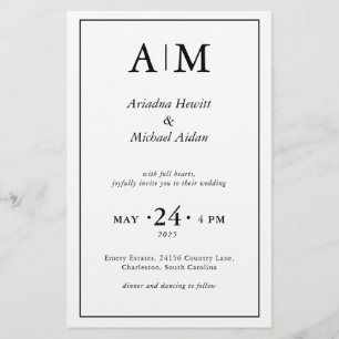 Minimal Elegant White Wedding Flat Stationery